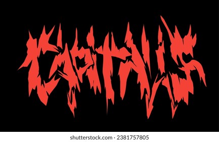 A form of capitalist writing, root style or with motifs of fire and cracks or lightning. Isolated on a black background