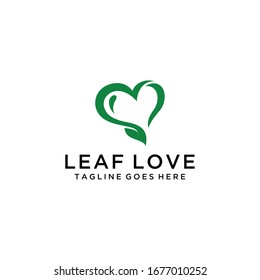 Form a combination of leaves with a heart sign for environmentalist companies.