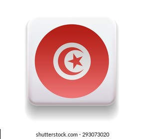 form of a computer button for the web site. The national of the country. Illustration. Image. Icon. Vector. Flag of  Tunisia