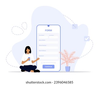 form concept illustration. Suitable for landing page, ui, web, App intro card, editorial, flyer, and banner.