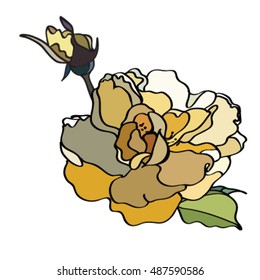 The form for a congratulation, invitations. A vector flower illustration for your design. Grafichny rose. Exotic flower. The dismissed bud.