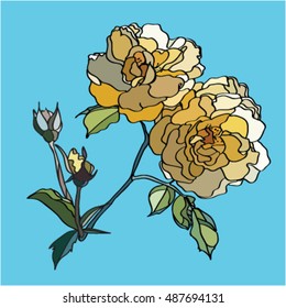 The form for a congratulation, invitations. A vector flower illustration for your design. Grafichny rose. Exotic flower. The dismissed bud.