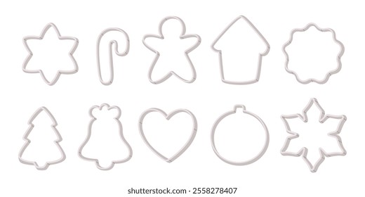 Form for cookie cutting. Christmas cookie, homemade cookie, pastry, bakery. Hand drawn vector illustration