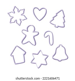 Form for cutting gingerbread. Christmas cookie, homemade cookie. Hand drawn vector illustration