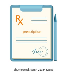 Form Of Doctor's Prescription For The Purchase Of Medicines In Pharmacy With Pen On The Right.