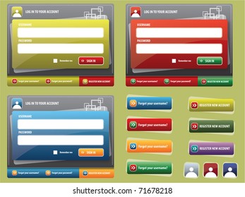 form of entry into the site, colored buttons for web interface