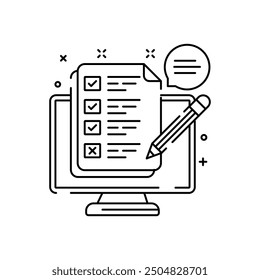 Form Filling Outline Icon, Vector illustration