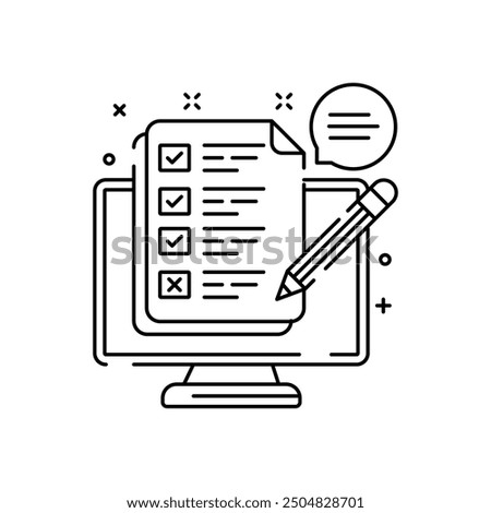 Form Filling Outline Icon, Vector illustration