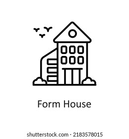 Icono de diseño del icono de contorno del vector de la casa de formulario en fondo blanco. Archivo EPS 10 