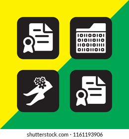 form icon. 4 form set with foot, contract and files and folders vector icons for web and mobile app