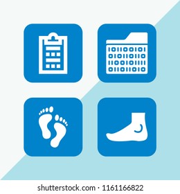 form icon. 4 form set with survey, feet, foot and files and folders vector icons for web and mobile app