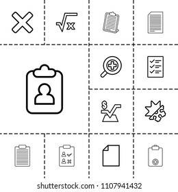 Form icon. collection of 13 form outline icons such as mathematical square, square root, clipboard, paper, zoom in, cold and hote mode. editable form icons for web and mobile.