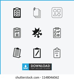 Form icon. collection of 9 form filled and outline icons such as clipboard, cold and hote mode, check list, medical clipboard. editable form icons for web and mobile.