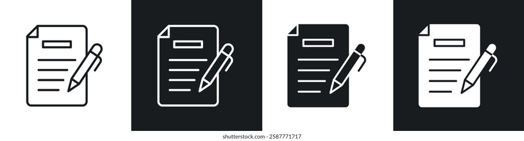 Form icon set black and white colors. Graphic Vector icons pack