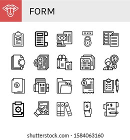 form icon set. Collection of Piercing, Clipboard, Receipt, Bill, Password, Archive, File, Documentation, Document, Accounting, Checklist, Evaluation, Files, Invoice icons