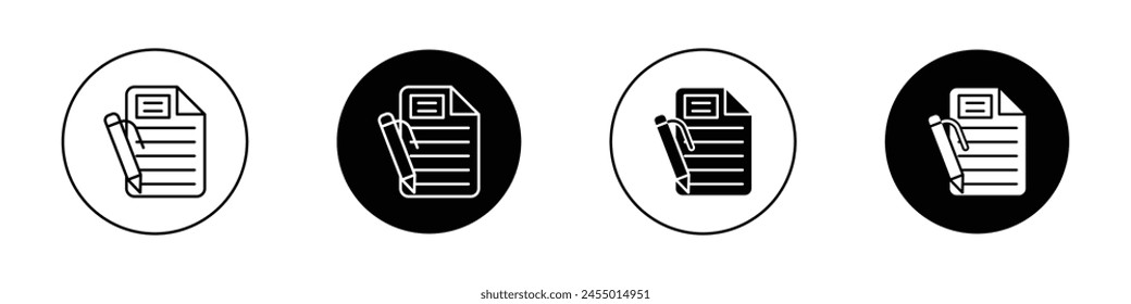 Form icon set. contact page vector symbol. order application document sign. report paper line icon. survey form sign in black filled and outlined style.