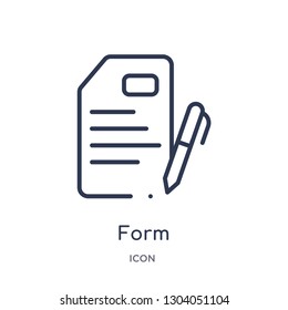 form icon from user interface outline collection. Thin line form icon isolated on white background.
