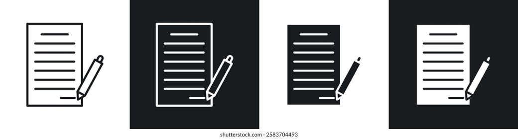 Form icons collection in black and white filled and line versions