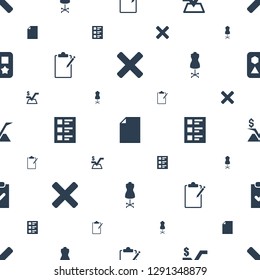 form icons pattern seamless white background. Included editable filled cross, paper, mathematical square, clipboard, checklist, mannequin icons. form icons for web and mobile.