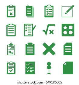 Form icons set. set of 16 form filled icons such as from toy for beach, mannequin, check list, paper, clipboard, paper and pen, checklist, cross