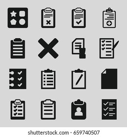 Form icons set. set of 16 form filled icons such as from toy for beach, pointing on document, check list, clipboard, medical clipboard, checklist, cross