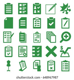 Form icons set. set of 25 form filled icons such as mannequin, pointing on document, paper, mathematical square, clipboard, check list, checklist, paper and pen