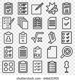 Form icons set. set of 25 form outline icons such as from toy for beach, mannequin, paper, clipboard, check list, medical clipboard, checklist, paper and pen, zoom in
