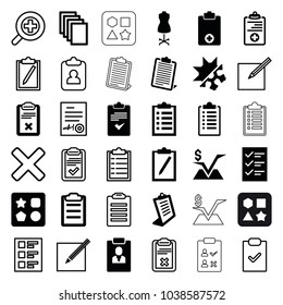 Form icons. set of 36 editable filled and outline form icons such as from toy for beach, paper, clipboard, checklist, medical clipboard, paper and pen, cold and hote mode