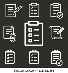 Form icons. Vector white illustration isolated on black background for graphic and web design.