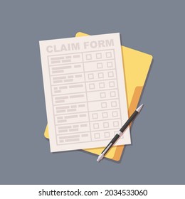 Сlaim form illustration. Checklist vector icon