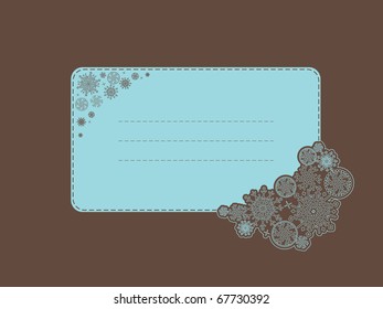 Form invitation (blank) with snowflakes or gift card at Christmas or New Year.
