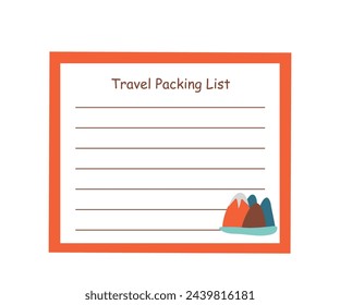 Form layout with empty space for writing. Checklist with empty space for notes, list for road, travel. Vector illustration for print