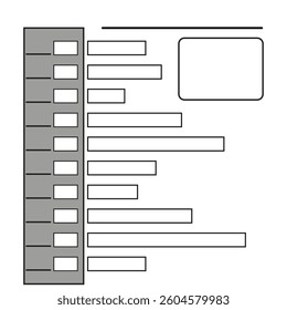 Form layout template. Simple vector outline. Structured text boxes. Minimal information design.