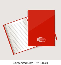 The form for a notebook, the daily log with fish in ethnic style. Vector.