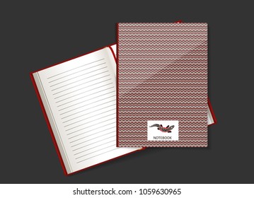 The form for a notebook, the daily log with a lizard and ornaments in ethnic style. Vector.