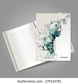 The form for a notebook, the daily log. Music. Corporate identity. Vector.