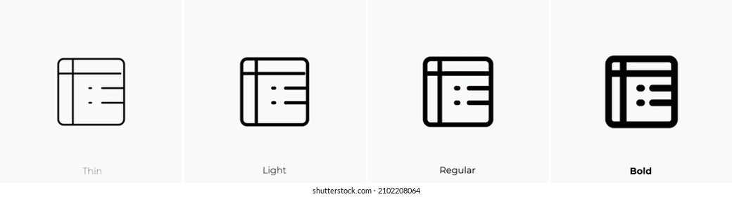 form one icon. Thin, Light Regular And Bold style design isolated on white background
