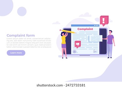 Сomplaint form online concept. Vector illustration.