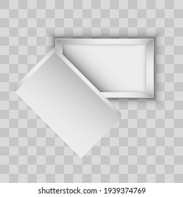 The form of an open box for footwear with a cover. A box for footwear with a cover. Mock up rectangular paper container. Isolated on transparent background. Vector illustration