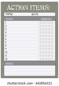 Form for optimizing priorities in work and life - Action Items!