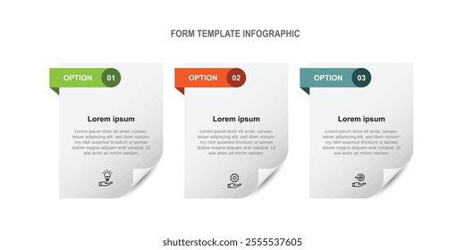 Form paper template infographic with 3 step or option