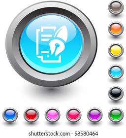  Form and pen  metallic vibrant round icon.