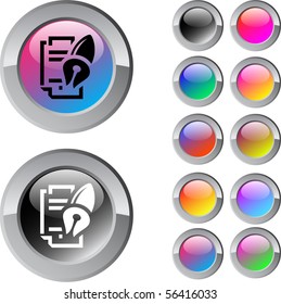 Form and pen multicolor glossy round web buttons.