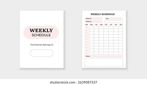 Form for planning your week with specific days and time slots to stay organized and productive.