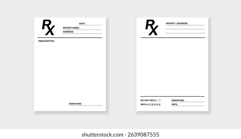 Form for prescriptions, featuring a clear layout for essential details like name and address.