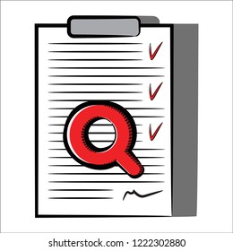 Form. Red Loupe. Painted Sketch Style Icon. Symbol. Sign. Stock Vector Illustration. Transparent. White Isolated. Print