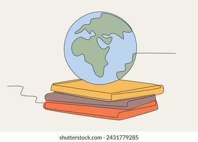 una forma de respeto por varias figuras del autor. Dibujo de una línea del Día Mundial del Libro