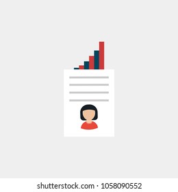 Form of resume. Written summary. The concept of employment. Vector illustration. Job search. Icon.
