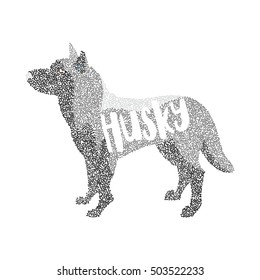 Form of round particles siberian husky dog breed