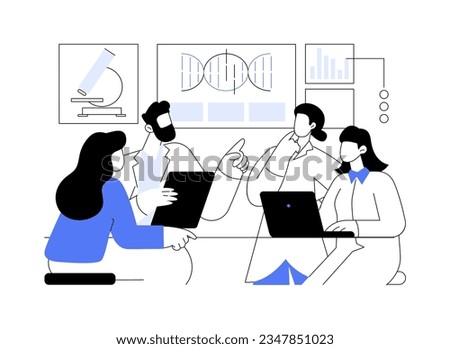 Form a scientific hypothesis abstract concept vector illustration. Group of doctors deals with basic medical research, laboratory experiment, hypothesis investigation abstract metaphor.